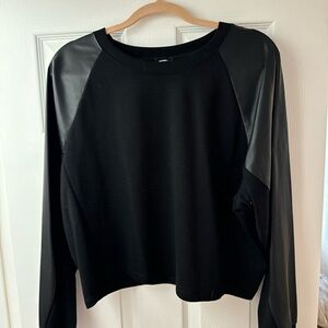 Express Black Sweatshirt with Faux Leather Sleeves